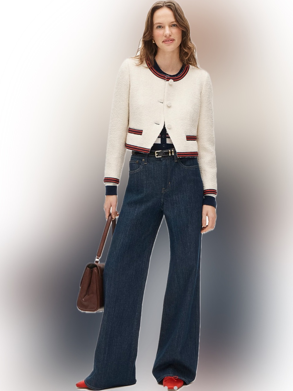 NWT J. Crew Bouclé Wool Tweed Contrast-Trim Lady Crop Jacket 12